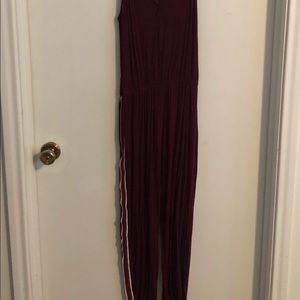 Burgundy color jumpsuit with spaghetti straps